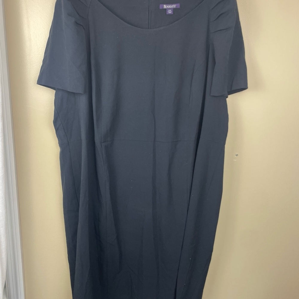 NWOT Romans Woman’s Formal Black Professional Pleated Short Sleeve Plus Dress